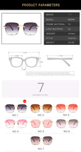 Carica l&#39;immagine nel visualizzatore di Gallery, Moda nuovo designer di marca occhiali da sole quadrati senza cornice moda donna metallo senza montatura lenti sfumate occhiali da sole femminili Oculos 2022 