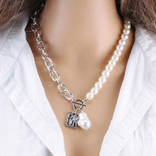 Load image into Gallery viewer, Fashion Chain Pearl Necklace For Women Baroque Pearl Metal Charm Pendants Necklaces Choker Snake Chain Jewelry Gold Silver Color
