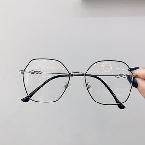Clear Glasses Frames Women Retro Metal Polygon Eyeglasses Womens Gradient Pink Optical Frame Spectacles Hollow Design