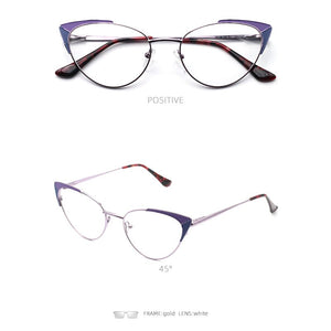 Prescription Glasses Women's Eyeglasses With Frame Myopia Clear Optical Female Eyewear Metal Cat Eye Round Fake Glasses