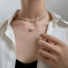 Load image into Gallery viewer, Fashion Beaded Pearl Necklace Women Cute Gold silver color Double Layer Chain Pendant Choker Korean Jewelry 2020 wholesale