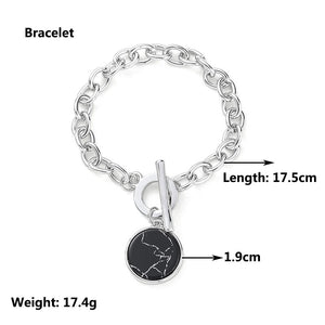 Minimalist Casual Neck Chain Necklaces for Women Round Marble Pendants Hiphop Female Fashion Jewelry Necklace Naszyjnik