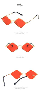 2022 Sunglasses Women Metal Rhombus Sun glasses Irregular Vintage Small Frame Goggle Uv400 Ladies Oculos Gafas De Sol