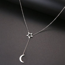 Carica l&#39;immagine nel visualizzatore di Gallery, CACANA Long Pendant Moon And Hollow Star Necklaces Pendants For Women  Simple Design Necklace Stylish Stainless Steel Jewelry