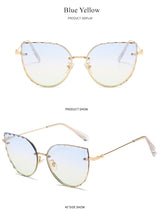 Load image into Gallery viewer, Oulylan Cutting Lens Sunglasses Women Brand Designer Gradient Shades Sun Glasses Ladies Vintage Metal Blue Pink Eyeglasses UV400