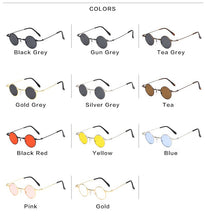 Load image into Gallery viewer, Small Round Sunglasses Women Men UV400 Metal Brand Designer Punk Sun Glasses Steampunk Vintage Goggles Black Shades