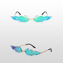 Load image into Gallery viewer, Frameless Flame Women Sunglasses Fashion Trend Sunshade Mirror Personality Funny Wave Sunglasses Narrow Frame Retro Cool Glasses
