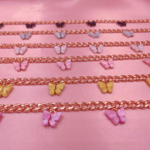 Punk Gold  Silver Color Chain 5 Butterfly Pendant Necklace for Women Wedding Party Statement 2020 Cute Choker Necklaces Jewelry
