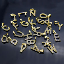 Carica l&#39;immagine nel visualizzatore di Gallery, Cubic Zircon Alphabet Pendants Gold Silver Color Copper Mini A-Z Letter Pendant Necklace Shinning 26 Initial Collares Jewelry