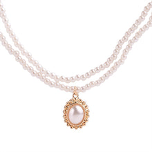 Load image into Gallery viewer, Fashion Beaded Pearl Necklace Women Cute Gold silver color Double Layer Chain Pendant Choker Korean Jewelry 2020 wholesale