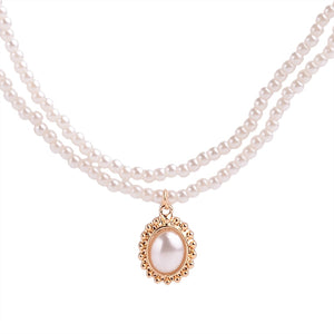 Fashion Beaded Pearl Necklace Women Cute Gold silver color Double Layer Chain Pendant Choker Korean Jewelry 2020 wholesale