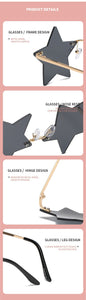 Vintage Unique Star Shape Mirror Rimless Sunglasses Women Fashion Clear Ocean Lens Eyewear Men Trending Sun Glasses Shades