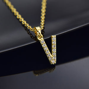 Cubic Zircon Alphabet Pendants Gold Silver Color Copper Mini A-Z Letter Pendant Necklace Shinning 26 Initial Collares Jewelry