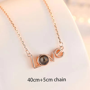 100 Languages Love Necklace Heart Pendant Wedding Romantic I Love You Projection Necklace for Women Girl Friend Ladies Gifts