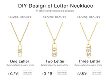 Carica l&#39;immagine nel visualizzatore di Gallery, Cubic Zircon Alphabet Pendants Gold Silver Color Copper Mini A-Z Letter Pendant Necklace Shinning 26 Initial Collares Jewelry