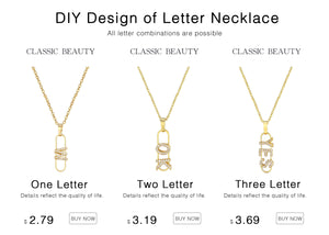 Cubic Zircon Alphabet Pendants Gold Silver Color Copper Mini A-Z Letter Pendant Necklace Shinning 26 Initial Collares Jewelry