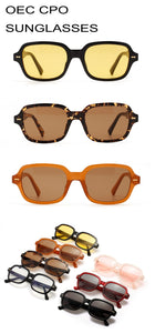 Fashion Unisex Square Sunglasses Men Women Fashion Small Frame Yellow Sunglasses Female Retro Rivet Glasses UV400