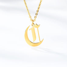 Load image into Gallery viewer, Old English Letter Initial Necklaces For Women Men Gold Silver Color Stainless Steel Chain Male Female Pendant Necklace Jewelry