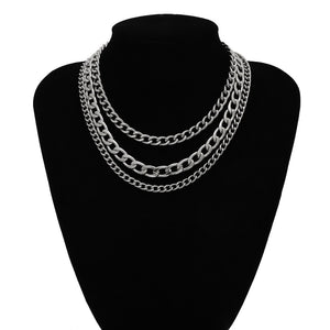 Punk Metal Multi layer Thick Chain Choker Necklace For Women Men Goth Fashion Night Club Jewelry Female Chocker Collier