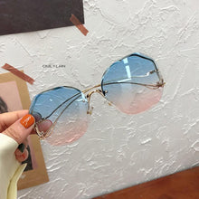 Load image into Gallery viewer, Oulylan Rimless Sunglasses Women Fashion Metal Bent leg Gradient Sun Glasses Ladies Sexy Blue Pink Eyewear Vintage Shades UV400