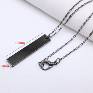 New Black Rectangle Pendant Necklace Men Trendy Simple Stainless Steel Men's necklace collana Kolye Bijoux Collar collier homme