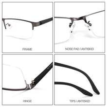 Carica l&#39;immagine nel visualizzatore di Gallery, Montature per occhiali da uomo d&#39;affari semi frameless in lega di titanio Big Face Adatto S61012 Montatura per occhiali da vista classica da uomo 