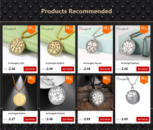 Dawapara 7 Archangels Sigil Charm Necklaces For Men  Archangels Sigil Necklaces Pentacle Magic Amulet Protection Talisman