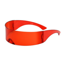 Load image into Gallery viewer, Fashion Siamese Futuristic Wrap Around Monob Costume Sunglasses Luxury Brand Designer Mask Novelty Glasses Purple Blue Goggle