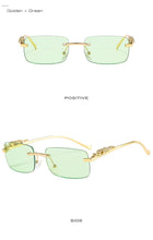 Load image into Gallery viewer, Fashion Rimless Rectangle Sunglasses Women Retro Cheetah Decoration Clear Ocean Lens Eyewear Men Sun Glasses Shades UV400