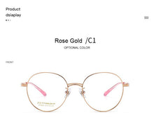 Load image into Gallery viewer, Pure Titanium Frame Glasses Full Rim Eye Glasses Women Style Spring Hinges Round Spectacles and Nearsighted Eyewear