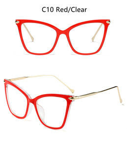 Sexy Red Eyeglasses Frame Women Cat Eye Glasses Clear Lens Sunglasses Frame Fashion Spectacles Oversized Eyewear Metal Legs