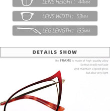 Load image into Gallery viewer, Optical Anti Blue Light Glasses Frames Women Prescription Glass Myopia Cat Eye Metal Fake Round Glasses Women&#39;s Eyewear UV400