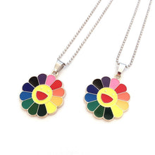 Load image into Gallery viewer, New Fashion Simple Classic Murakami Sun Flower Sunflower Colorful Petals Can Be Rotated Hip Hop Pendant Necklace