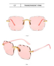 Carica l'immagine nel visualizzatore di Gallery, 2022 Occhiali da sole quadrati senza montatura Donne Designer di marca di lusso Occhiali rossi estivi Occhiali da sole moda per uomo UV400 Shades Oculos 