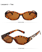 Load image into Gallery viewer, Retro Small Frame Polygon Cat Eyes Women Sunglasses Brand Designer Fashion Cheetah Decoration Ladies Sun Glasses UV400
