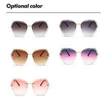 Load image into Gallery viewer, Vintage Style Rimless Sun Glasses Female Luxury Brand Cut Diamond Crystal Gradient Square Sunglasses