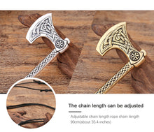 Load image into Gallery viewer, My shape Nordic Vikings Necklace The Fehu Feoh Fe Rune Axe Amulet compass viking runes pendant Scandinavian Necklace