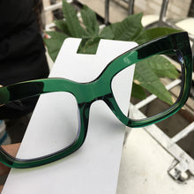 Load image into Gallery viewer, Women Super Retro Designer Green Crystal Acetate Eyeglasses Frames Oversized