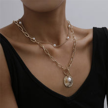 Load image into Gallery viewer, Baroque Pearl Coin Pendant Choker Necklace for Women Wedding Punk Bead Lariat Gold Color Long Chain Necklace Jewelry Gift
