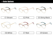 Load image into Gallery viewer, Ralferty Retro Glasses Frame For Women Anti Blue Myopia Prescription Optic Women&#39;s Glasses Decorative Cat Eye Frames oculos