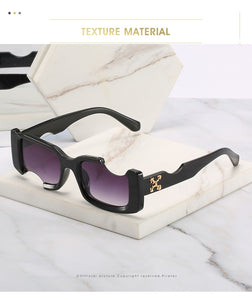 D&T 2022 New Fashion Rectangle Sunglasses Women Men Brand Designer Distinctive Incomplete Style Gradients Lens PC Frame UV400