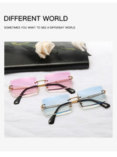 Load image into Gallery viewer, Fashion Rectangle Sunglasses Women   Brand Designer Rimless Square Sun Glasses Ladies Luxury Brand Gradient Shades
