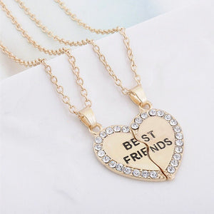 Women Jewelry Women Fashion Charming Splice Heart Pendant Best Friend Letter Necklace Gifts 1 Pair 2 Colors