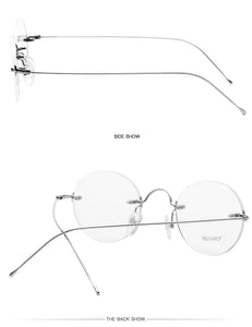 Vintage Round Rimless Glasses Frame Men Pure Titanium Optical Prescription Eyewear Women Frameless Eyeglasses Frame