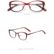 Load image into Gallery viewer, Square rectangular cat eye eyeglasses frame metal transparent small narrow glasses Women diopters customizable fashion luxury