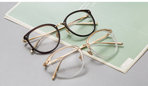 2022 New Optical Glasses Frame Women Men Retro Round Oversized Eyeglasses Frames Fashion Metal Spectacles Clear Lenses Glasses