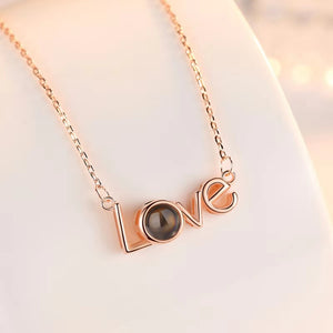 100 Languages Love Necklace Heart Pendant Wedding Romantic I Love You Projection Necklace for Women Girl Friend Ladies Gifts