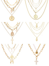 Load image into Gallery viewer, Vintage Gold Portrait Coin Pearl Pendant Necklaces For Women Bohemia Fashion Muklltilayer Pearl Long Necklace 2020 Jewelry