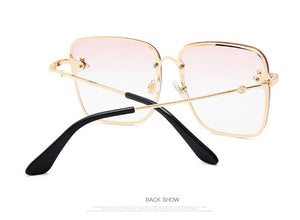 Square Bee Sunglasses Women Men Retro Brand designer Metal Frame Oversized Sun Glasses Female Grandient Shades Oculos