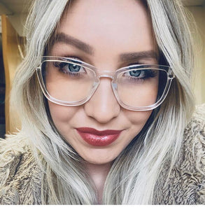 Ralferty Retro Transparent Glasses Women's Square TR90 0 Diopter Prescription Myopia Optic Frames Anti Blue Light Glasses